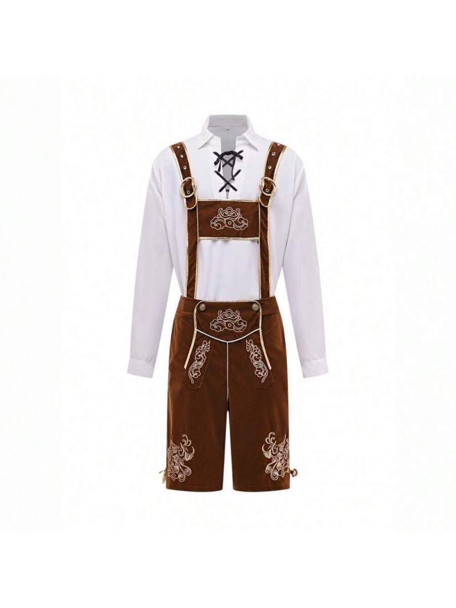 Men's Lederhosen Set Traditional Oktoberfest Outfit 0