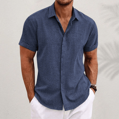 Men's Linen Shirt with Short Sleeves – Breathable Summer Casual Style
