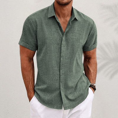 Men's Linen Shirt with Short Sleeves – Breathable Summer Casual Style