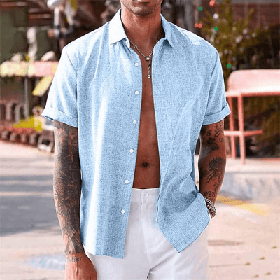 Men's Linen Shirt with Short Sleeves – Breathable Summer Casual Style