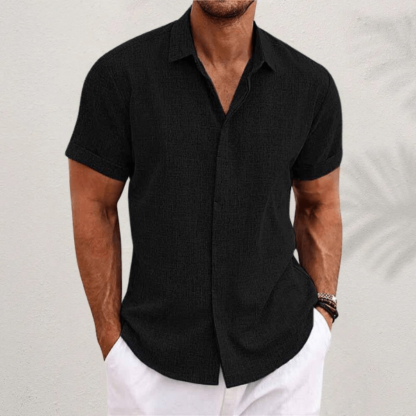 Men's Linen Shirt with Short Sleeves – Breathable Summer Casual Style