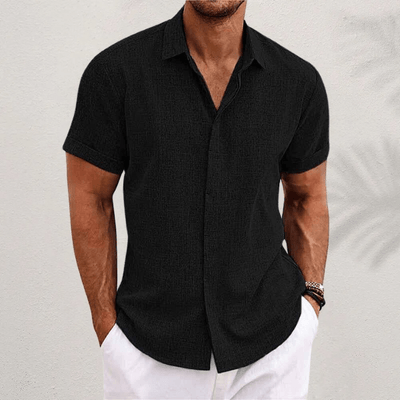 Men's Linen Shirt with Short Sleeves – Breathable Summer Casual Style