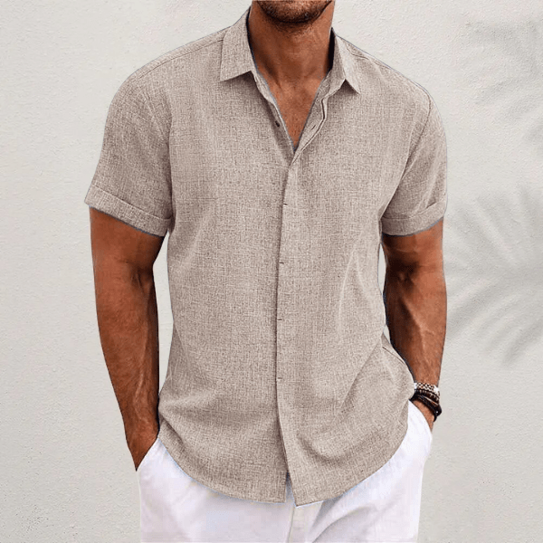 Men's Linen Shirt with Short Sleeves – Breathable Summer Casual Style