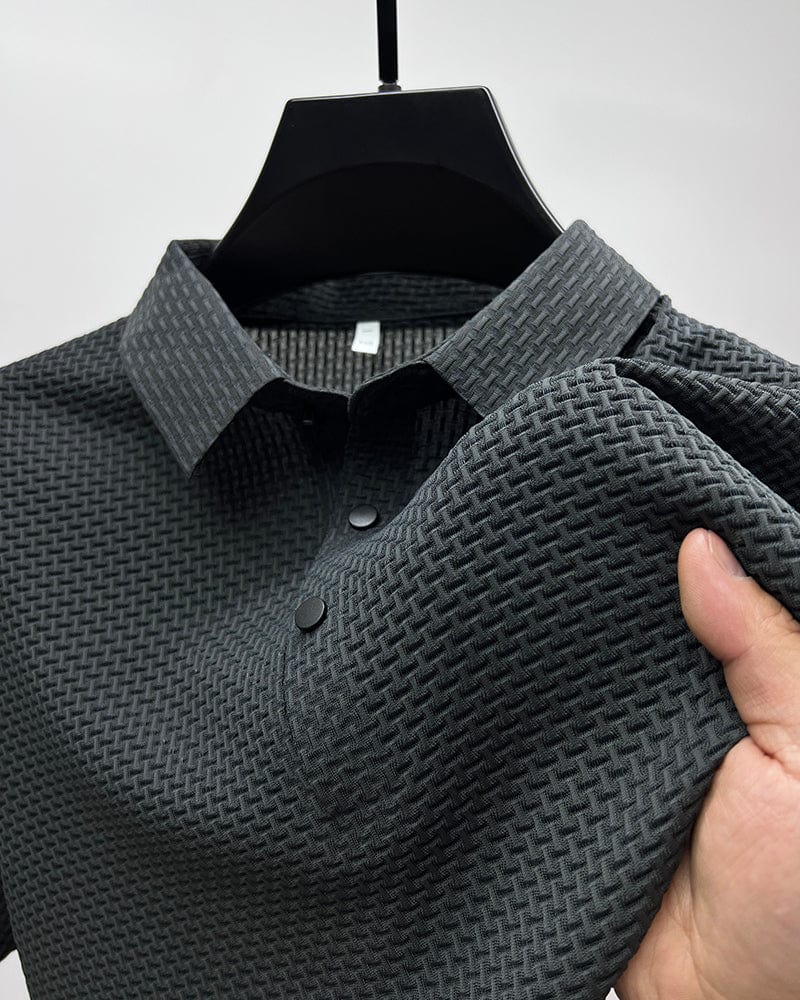 Men's Polo Shirt with Mesh Design – Short Sleeve Fashion for Comfort and Style