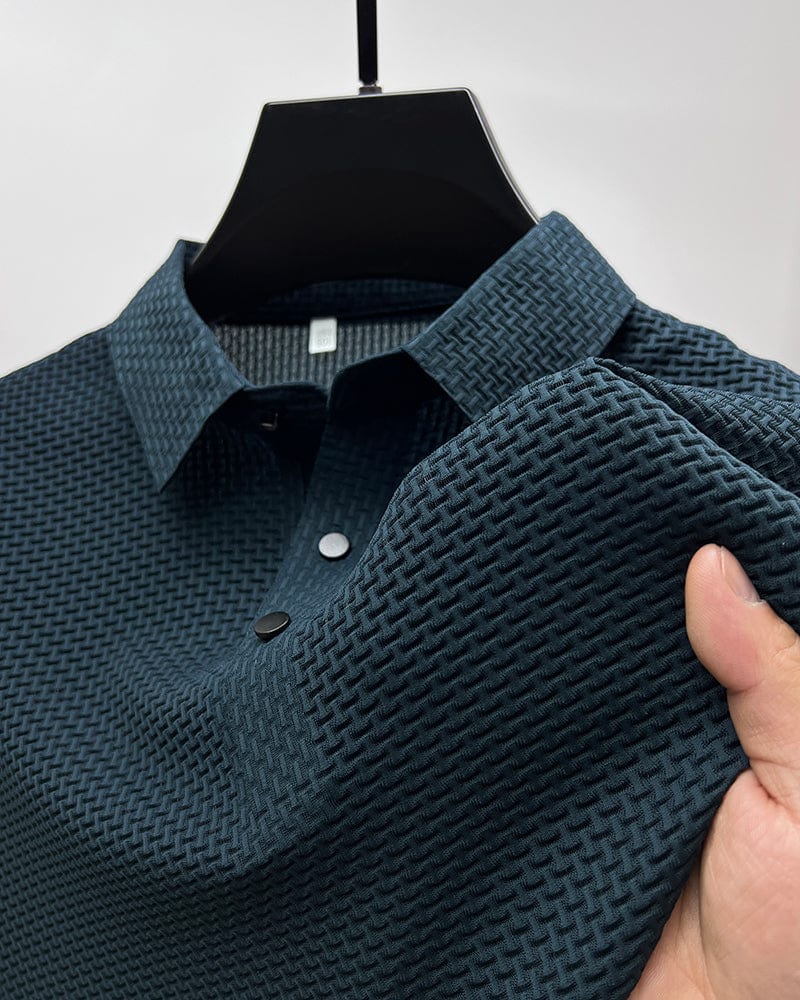 Men's Polo Shirt with Mesh Design – Short Sleeve Fashion for Comfort and Style
