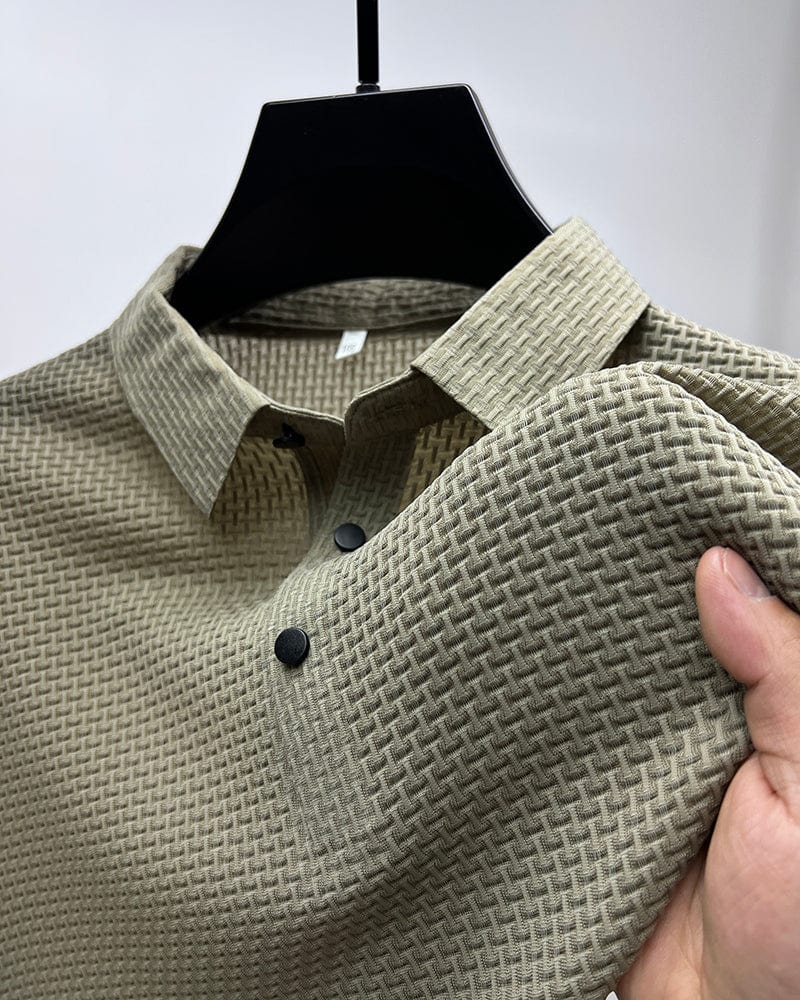 Men's Polo Shirt with Mesh Design – Short Sleeve Fashion for Comfort and Style