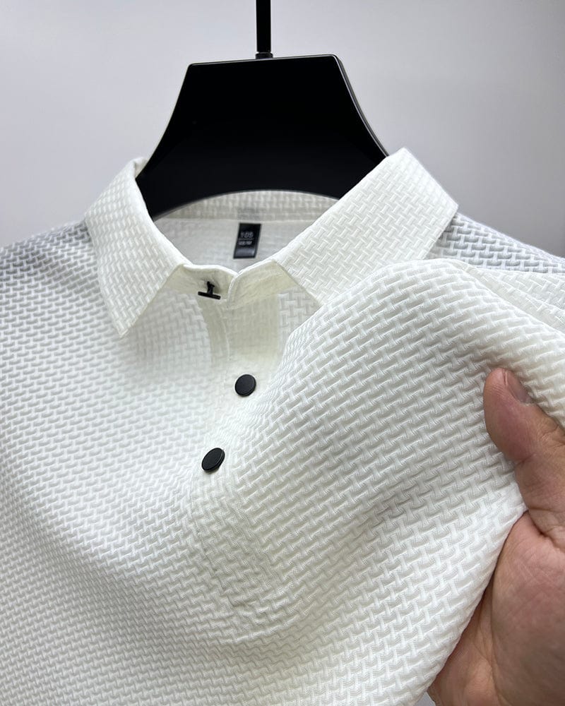 Men's Polo Shirt with Mesh Design – Short Sleeve Fashion for Comfort and Style