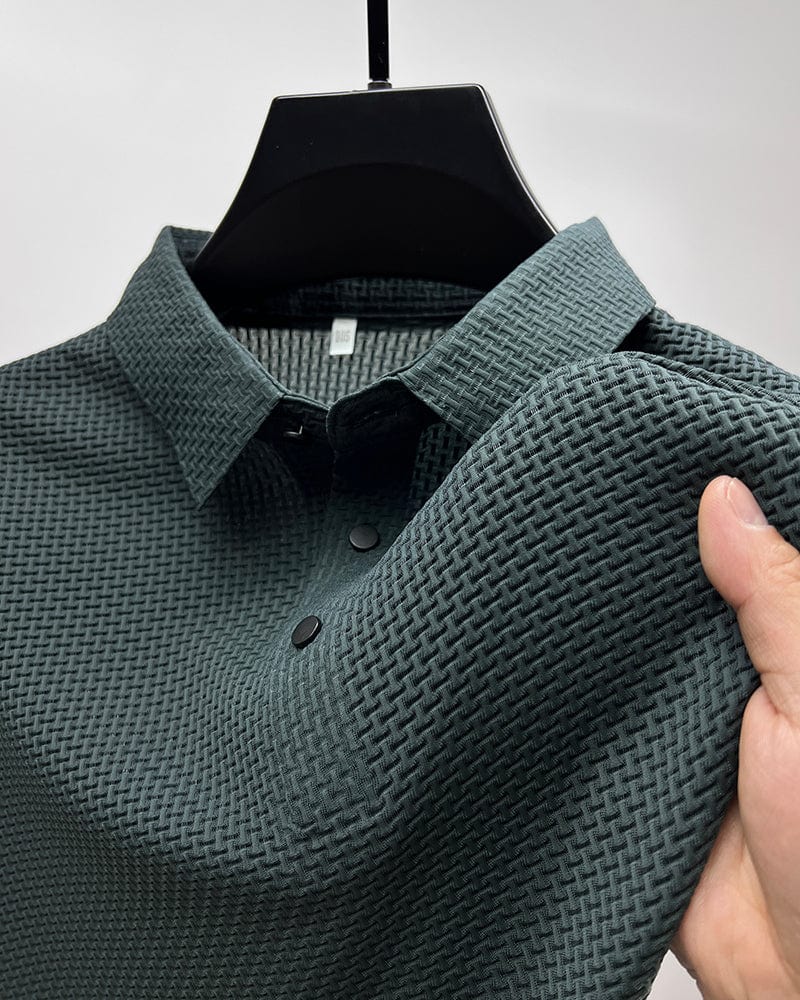 Men's Polo Shirt with Mesh Design – Short Sleeve Fashion for Comfort and Style