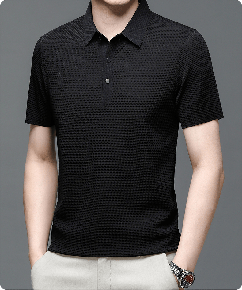 Men's Polo Shirt with Mesh Design – Short Sleeve Fashion for Comfort and Style