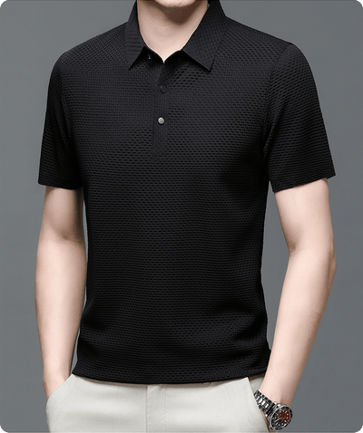 Men's Polo Shirt with Mesh Design – Short Sleeve Fashion for Comfort and Style