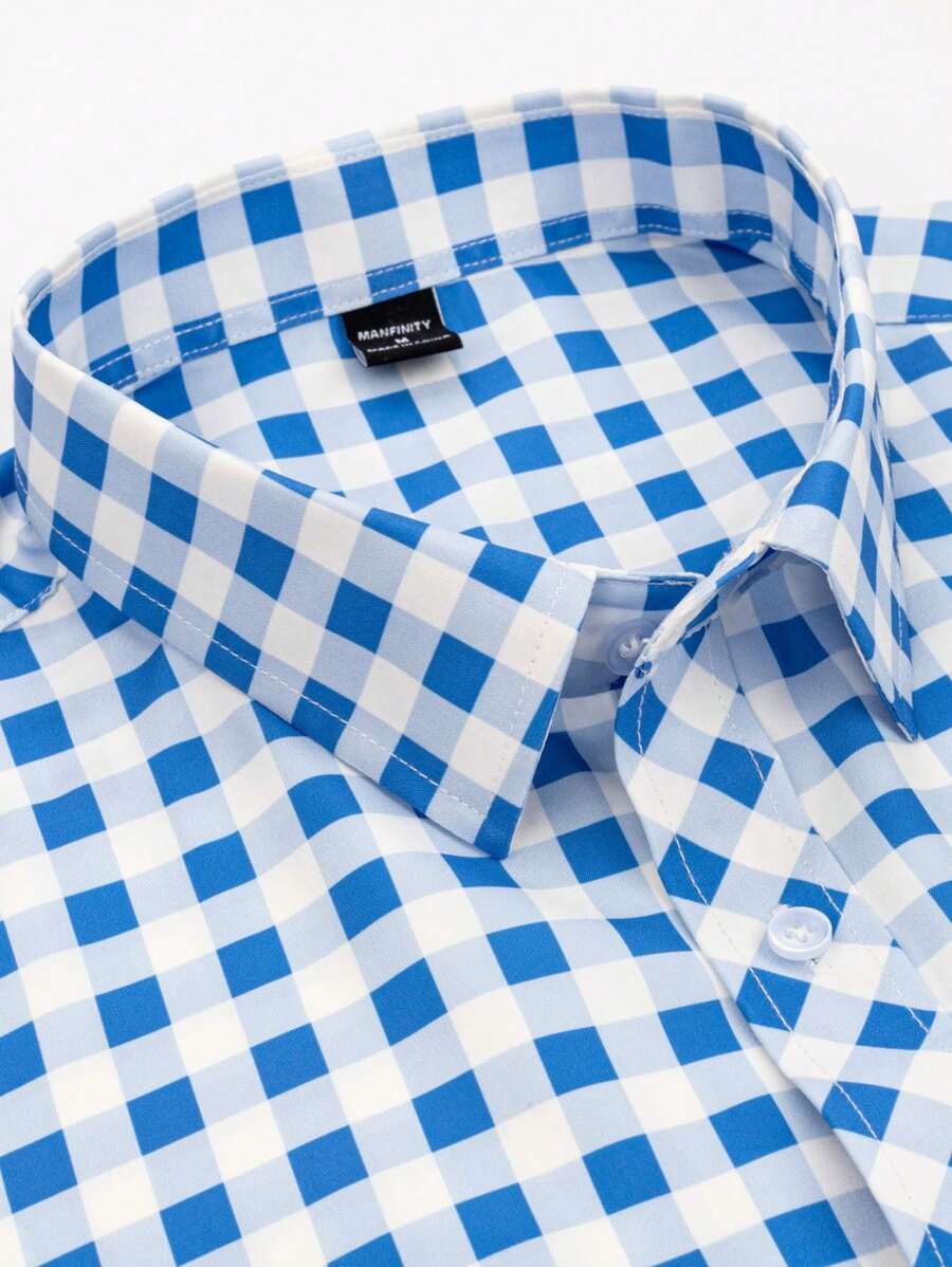 Men's Shirt Red-White Checkered Short Sleeve Oktoberfest Casual 8