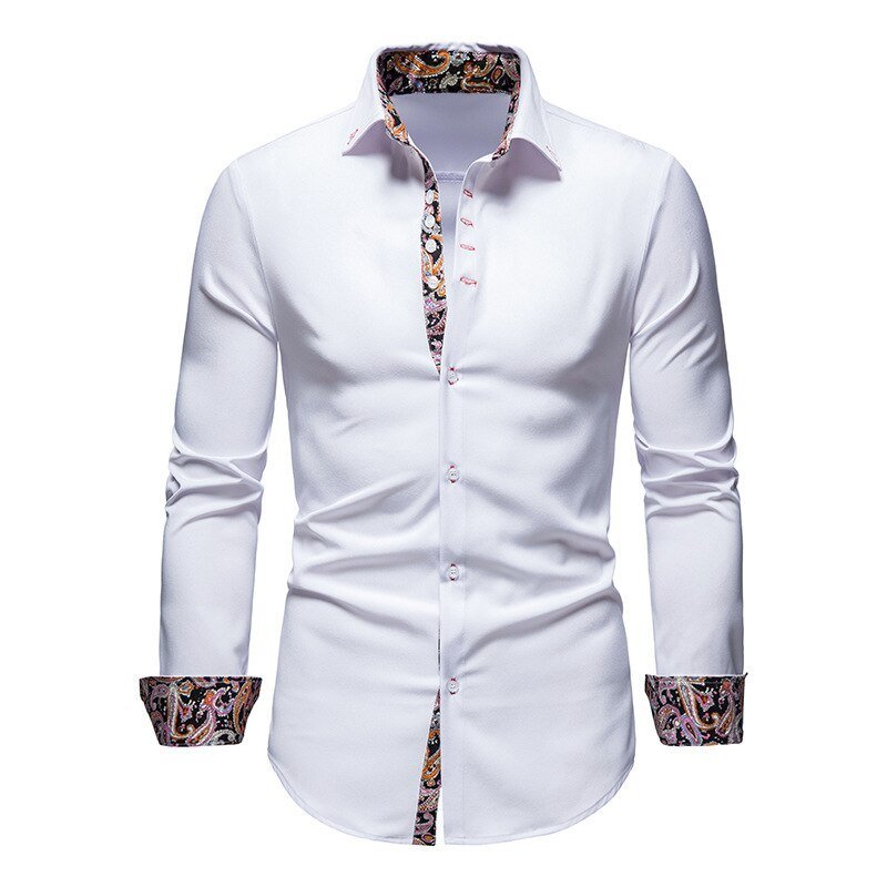 Men's Shirt with Bold Paisley Print – Long-Sleeve Smart Casual Style