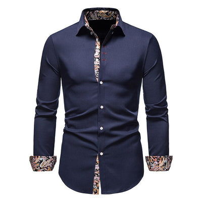 Men's Shirt with Bold Paisley Print – Long-Sleeve Smart Casual Style
