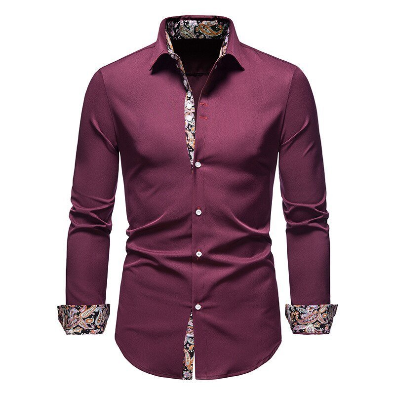 Men's Shirt with Bold Paisley Print – Long-Sleeve Smart Casual Style