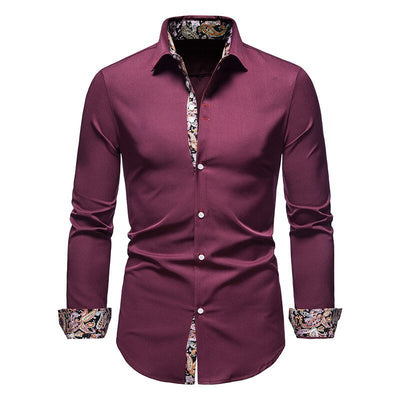 Men's Shirt with Bold Paisley Print – Long-Sleeve Smart Casual Style