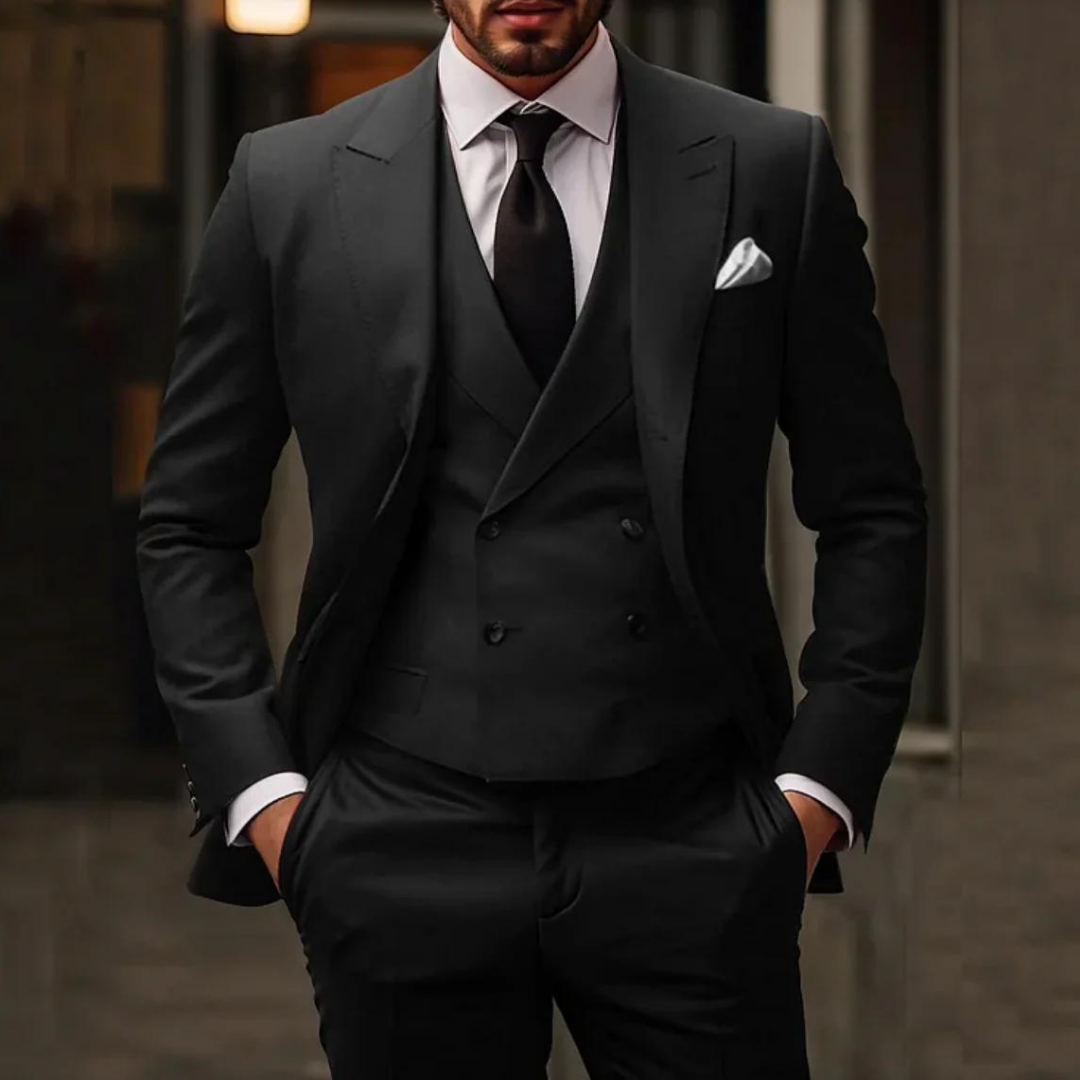 Men's Suit Three-Piece Set Blazer Vest Pants for Wedding or Formal Events 0