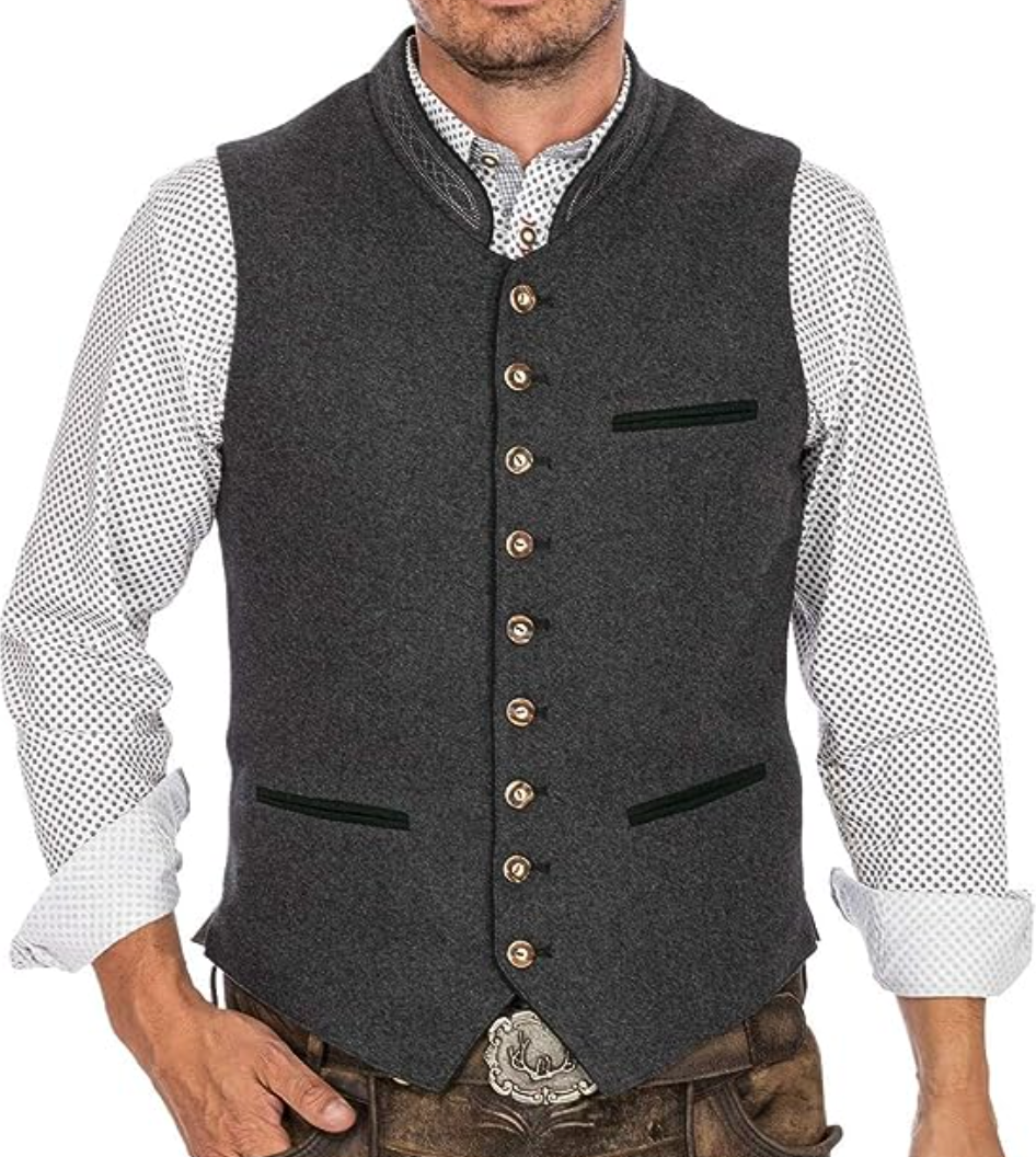 Men's Vest Traditional Oktoberfest Gilet Classic Style 0