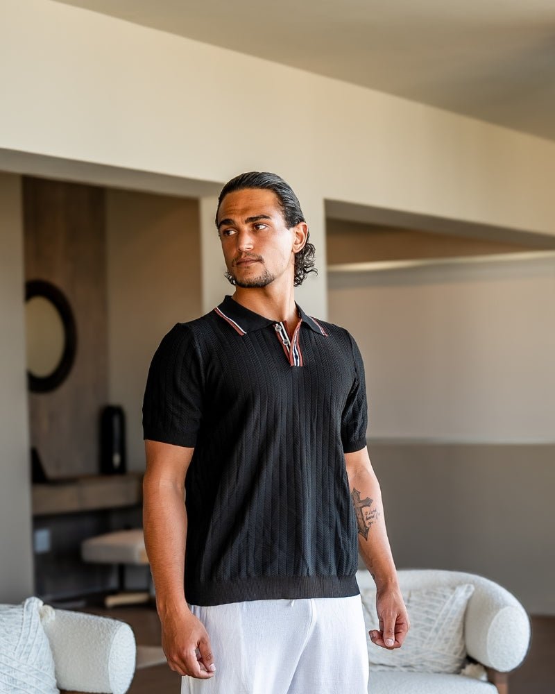 Mens Polo Shirt with Contrast Collar – Stylish Summer Retro Design for Casual Wear