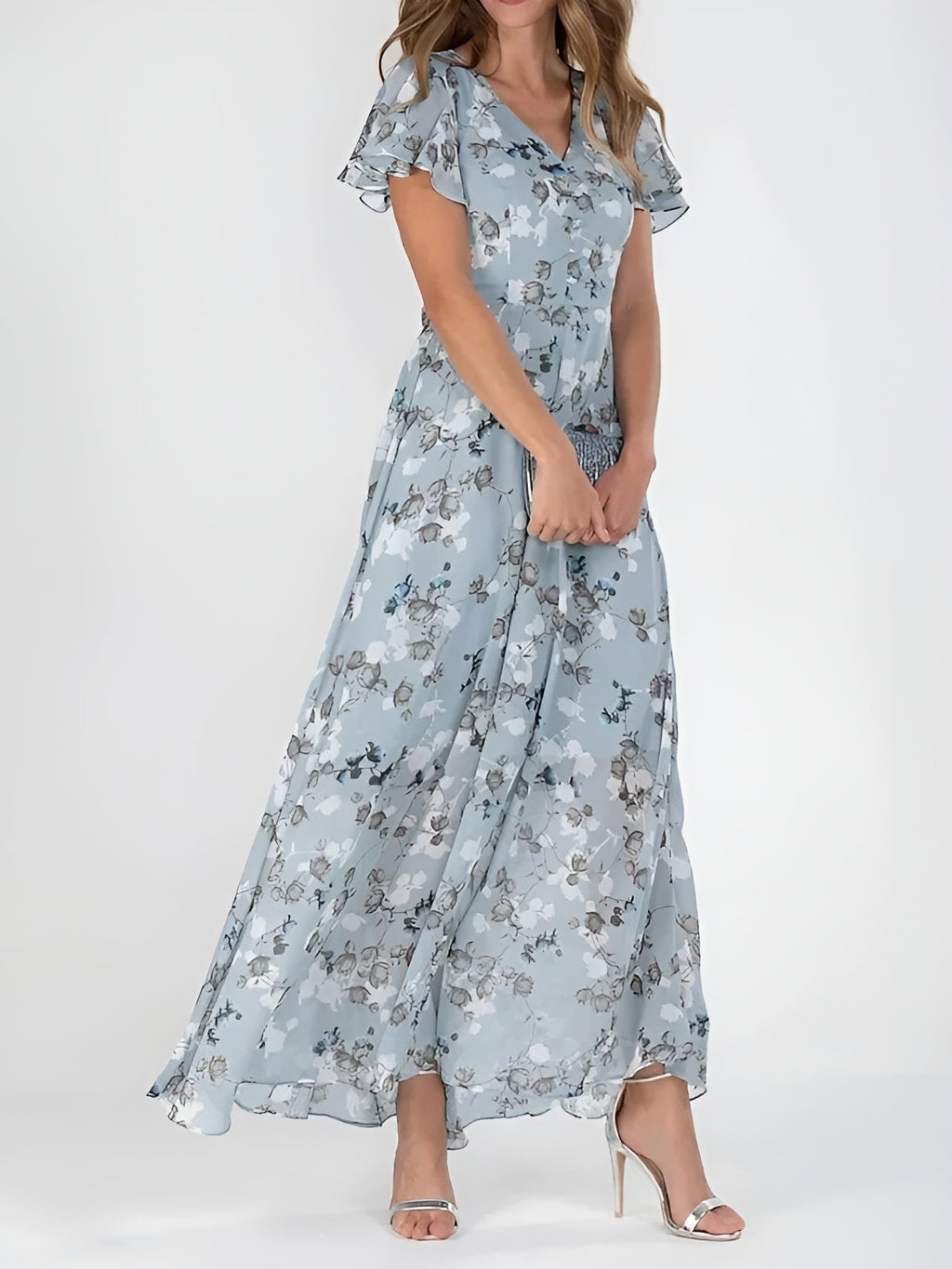 Formal Wrap-Style Maxi Dress for Women in Solid Colors