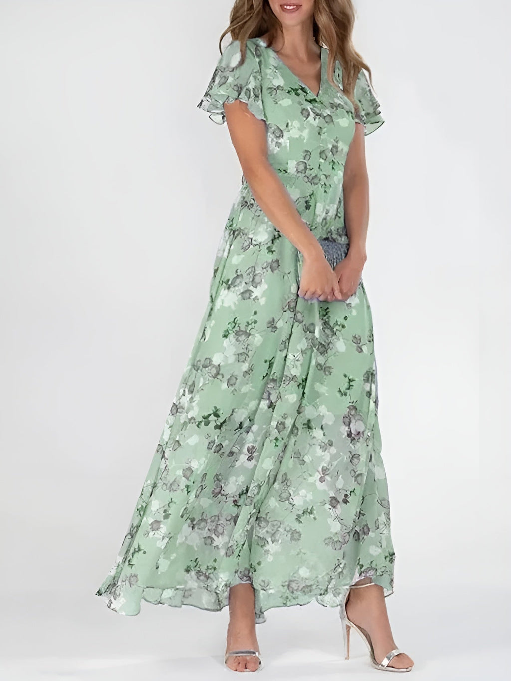 Formal Wrap-Style Maxi Dress for Women in Solid Colors