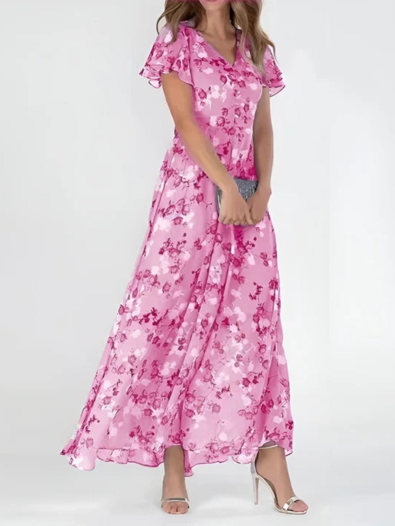 Formal Wrap-Style Maxi Dress for Women in Solid Colors