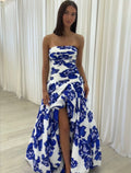 Floral Maxi Dress in Blue for Summer Events and Garden Parties