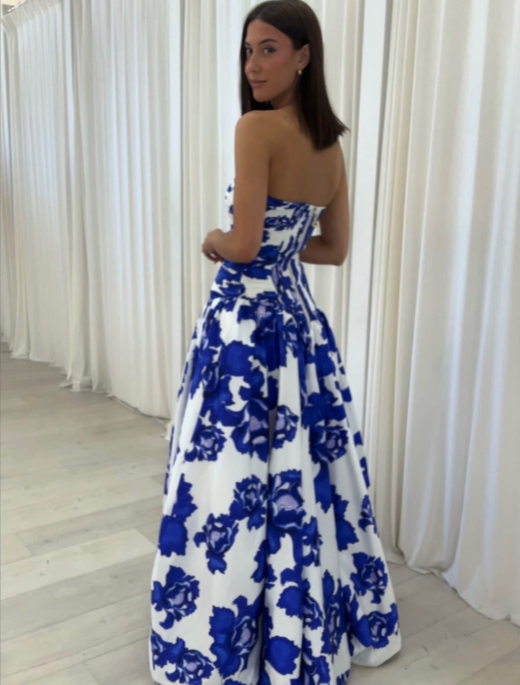 Floral Maxi Dress in Blue for Summer Events and Garden Parties