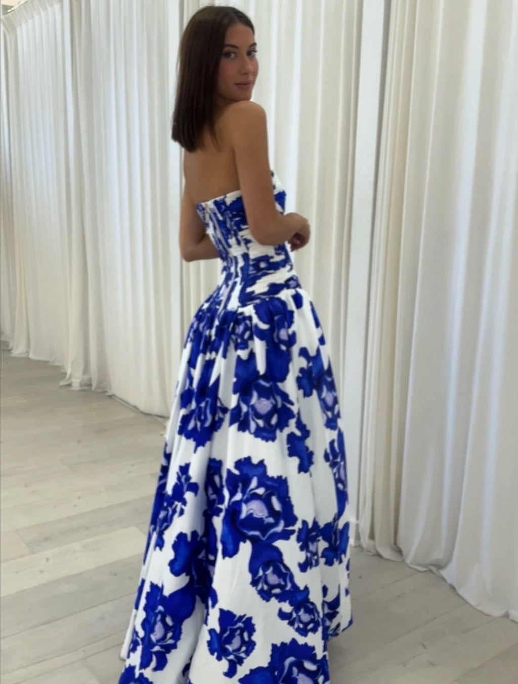 Floral Maxi Dress in Blue for Summer Events and Garden Parties