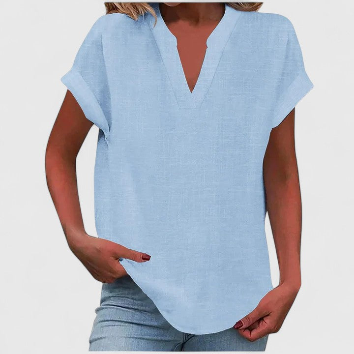 Oversized Linen V-Neck Top Casual Summer for Women