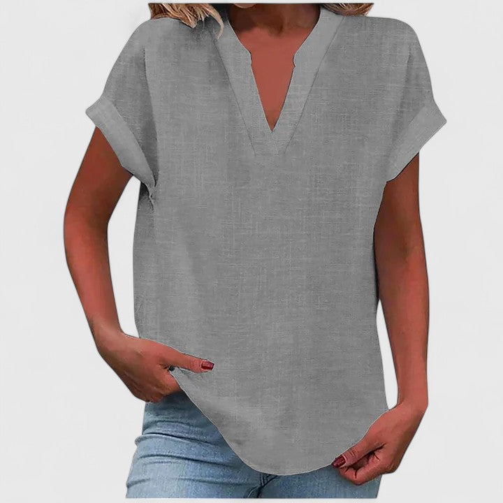 Oversized Linen V-Neck Top Casual Summer for Women