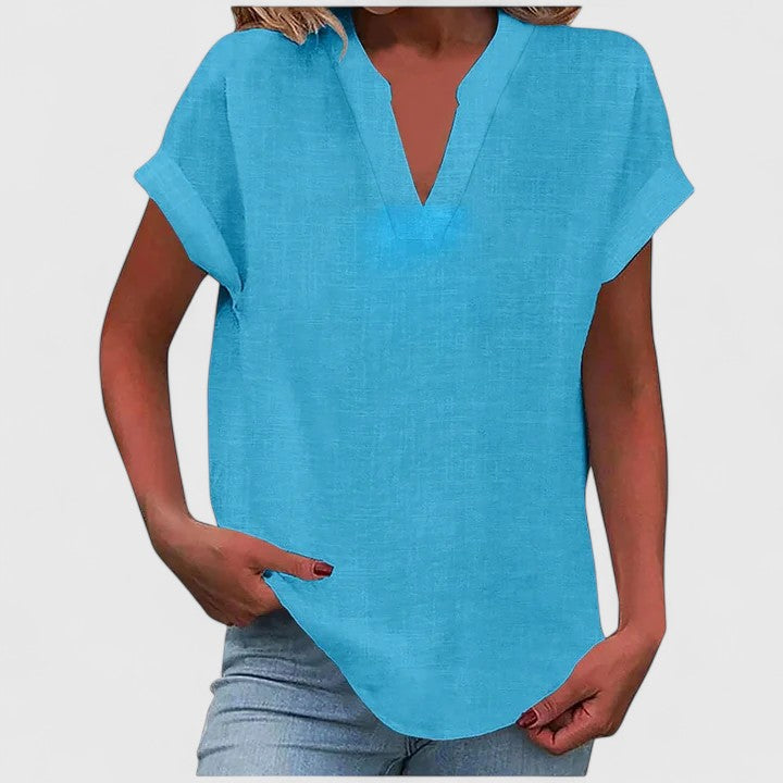 Oversized Linen V-Neck Top Casual Summer for Women