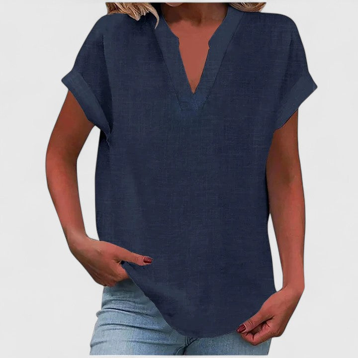 Oversized Linen V-Neck Top Casual Summer for Women