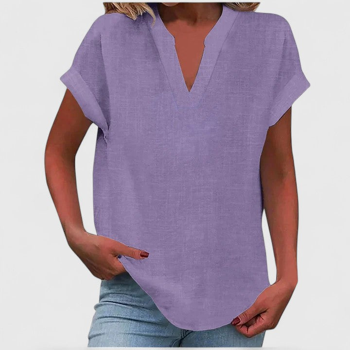 Oversized Linen V-Neck Top Casual Summer for Women