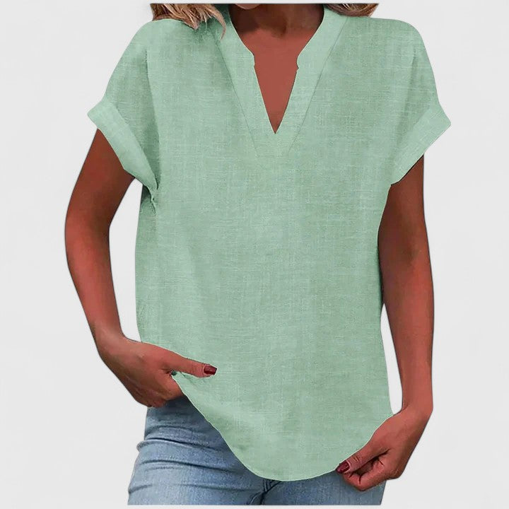 Oversized Linen V-Neck Top Casual Summer for Women