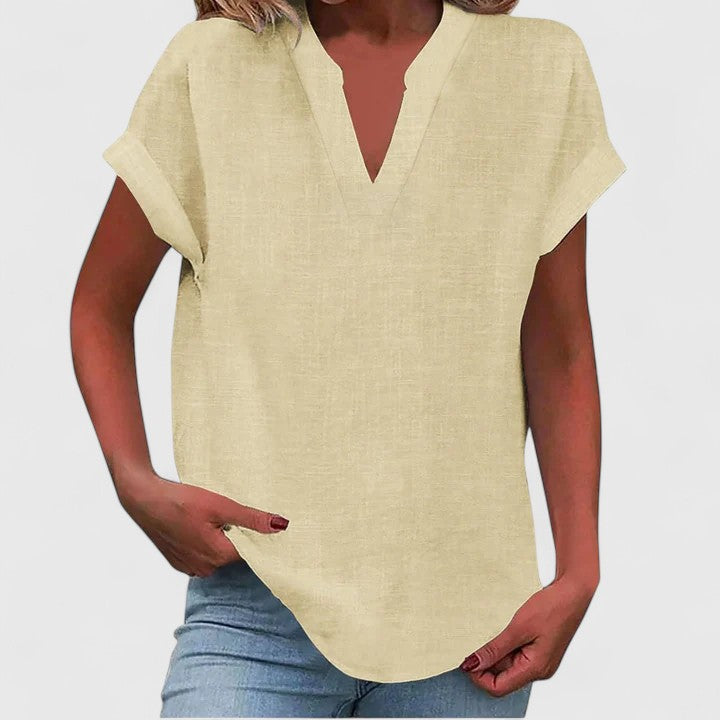 Oversized Linen V-Neck Top Casual Summer for Women