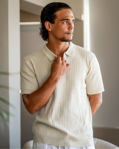 Polo Shirt for Men – Fine Knit Short Sleeve Golf Style with Open Collar for Summer Wear
