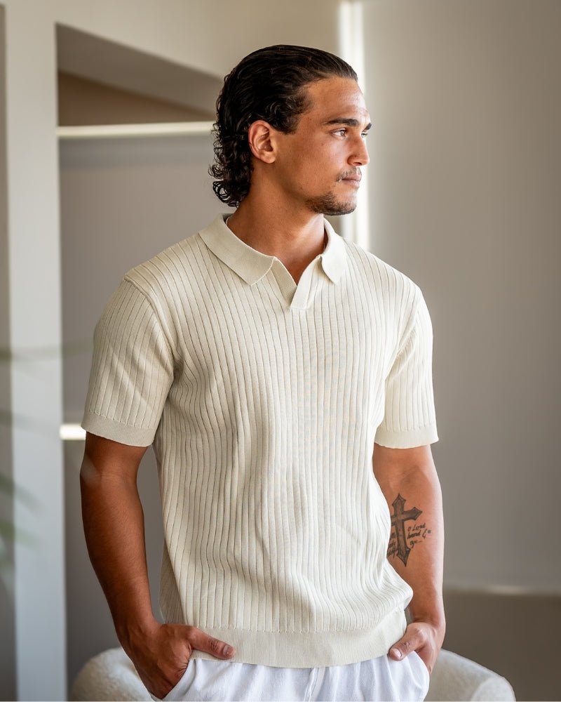 Polo Shirt for Men – Fine Knit Short Sleeve Golf Style with Open Collar for Summer Wear
