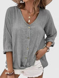 Black V-Neck Tunic Top with Split Bell Sleeves for Women