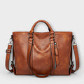 Cognac Distressed Minimalist Tote with Shoulder Strap