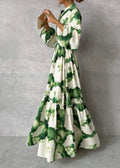 Flowing Maxi Dress in Green with Side Slit for Special Events
