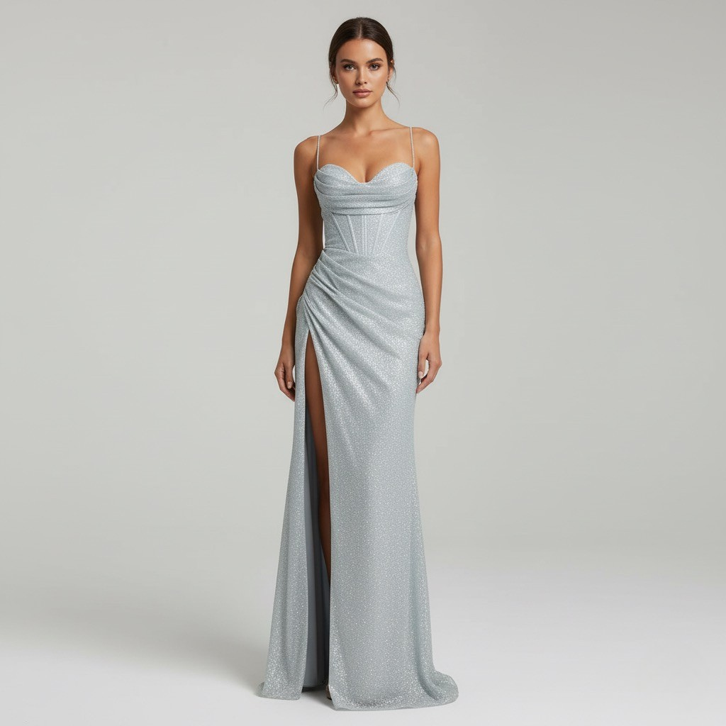 Glitter Maxi Dress with Sleeveless Design for Formal Occasions