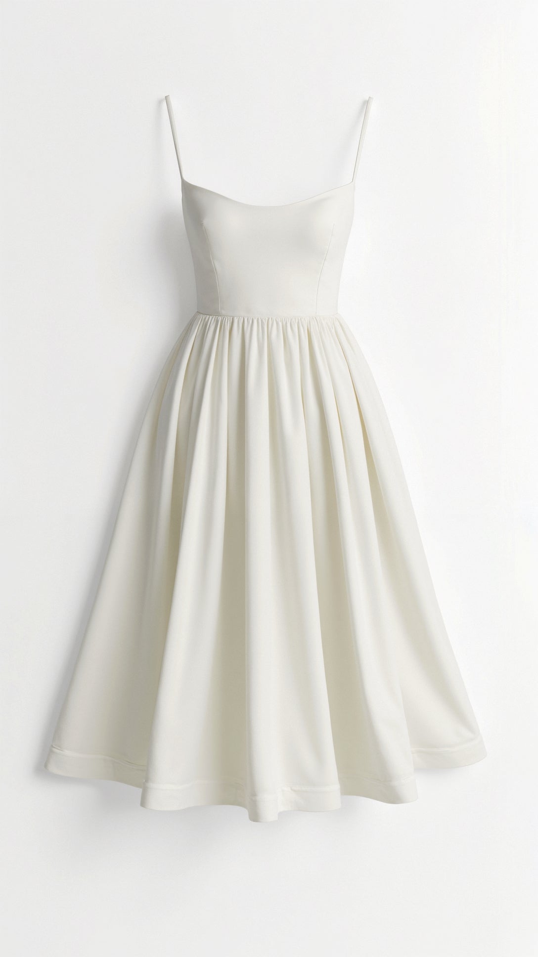 White Midi Dress for Women - Long Sleeve Flowing Cut for Elegant Style and Versatile Occasions
