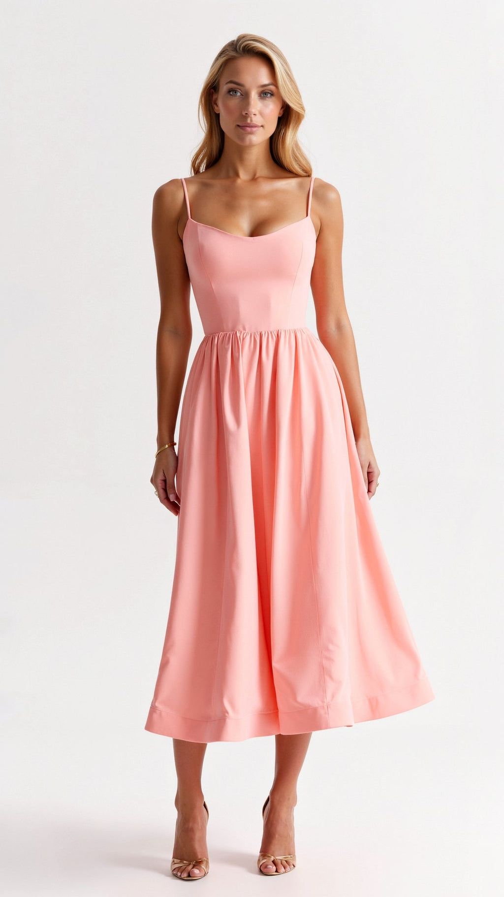 White Midi Dress for Women - Long Sleeve Flowing Cut for Elegant Style and Versatile Occasions