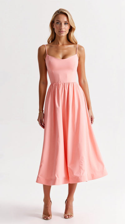White Midi Dress for Women - Long Sleeve Flowing Cut for Elegant Style and Versatile Occasions