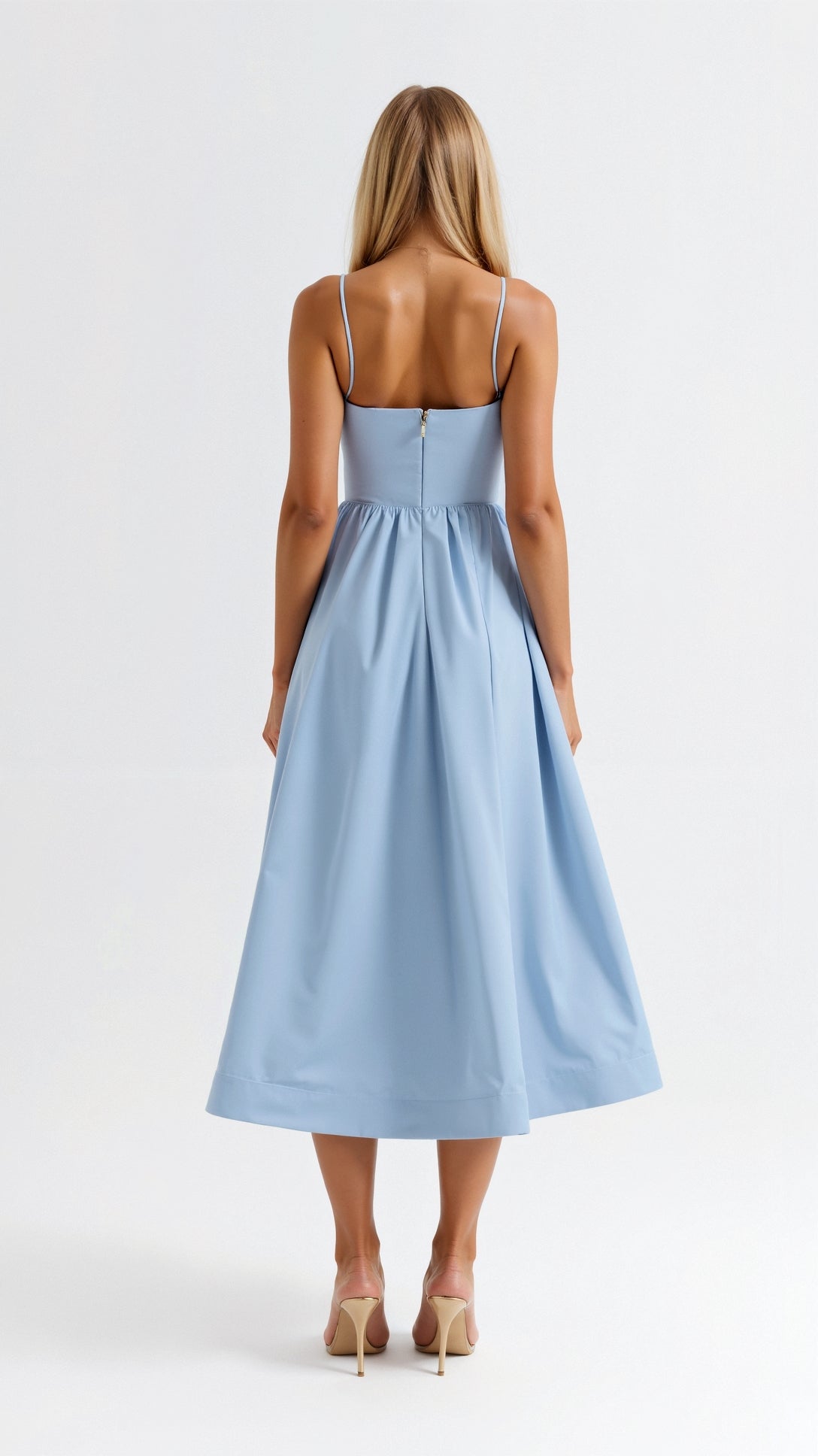 White Midi Dress for Women - Long Sleeve Flowing Cut for Elegant Style and Versatile Occasions