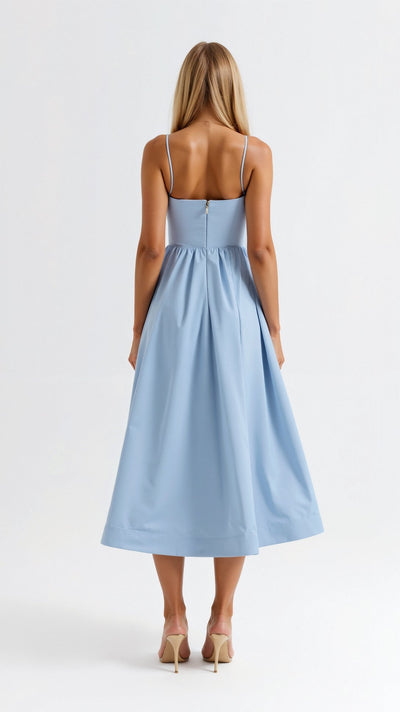 White Midi Dress for Women - Long Sleeve Flowing Cut for Elegant Style and Versatile Occasions