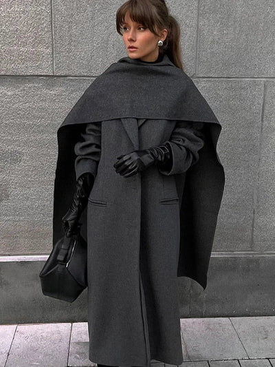 Women's Coat with Elegant Double-Row Closure – Oversize Autumn Style for Casual and Special Occasions