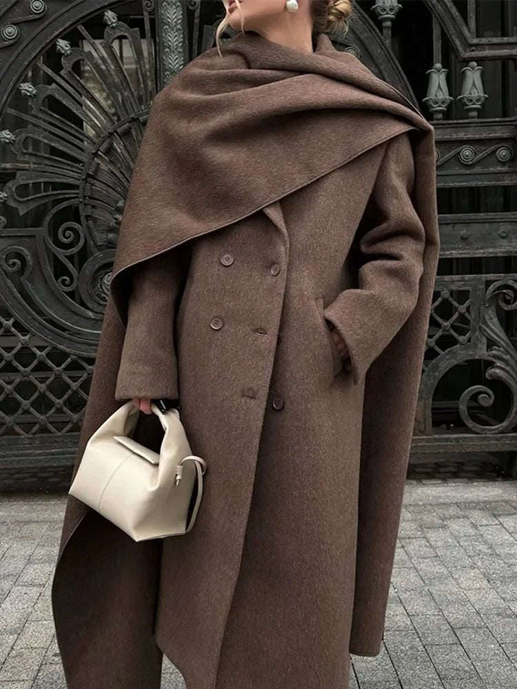 Women's Coat with Elegant Double-Row Closure – Oversize Autumn Style for Casual and Special Occasions