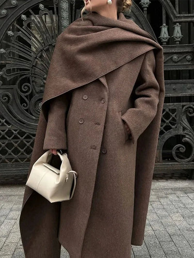 Women's Coat with Elegant Double-Row Closure – Oversize Autumn Style for Casual and Special Occasions