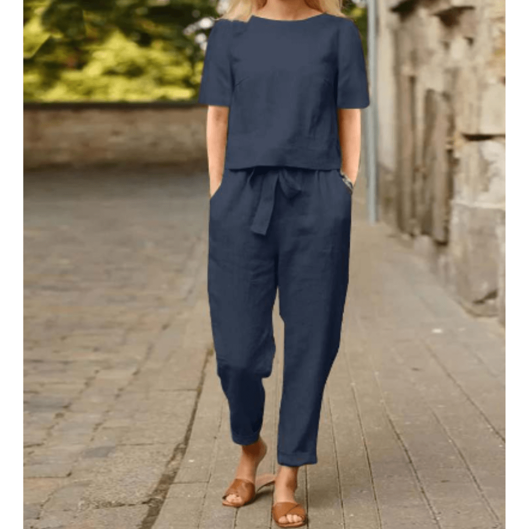 Women's Two-Piece Summer Set Outfit - Comfortable and Stylish Harem Pants and Blouse